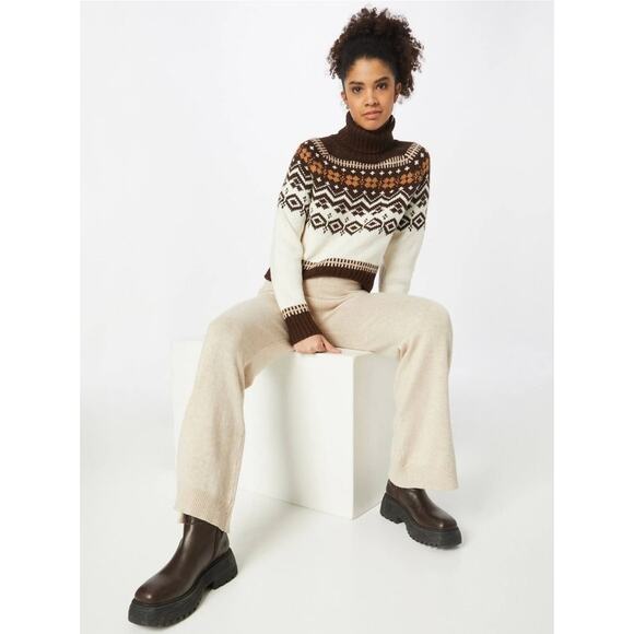 American Eagle Crop Fair Isle Turtleneck Knit Sweater US Women's S - Picture 1 of 8